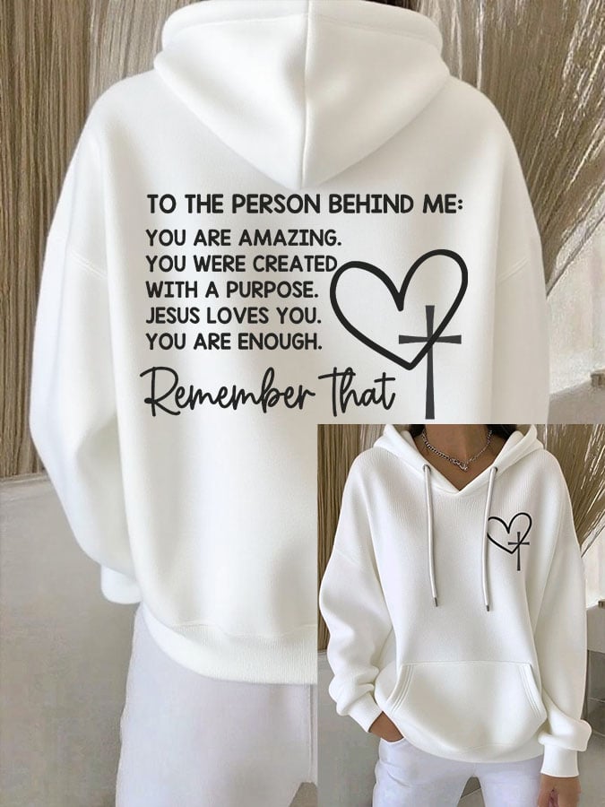 Women's Dear Person Behind Me Christian Print Casual Hoodie
