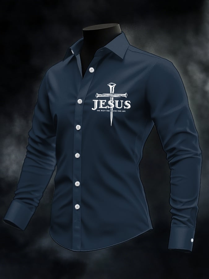 🔥Buy 3 Get 15% Off🔥Men's Jesus The Way The Truth The Life Print Casual Shirt