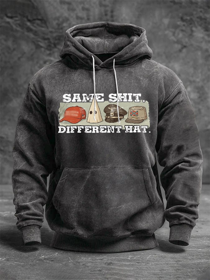 🔥Buy 3 Get 15% Off🔥Men'S Retro Same Shit Different Hat Print Casual Hoodie