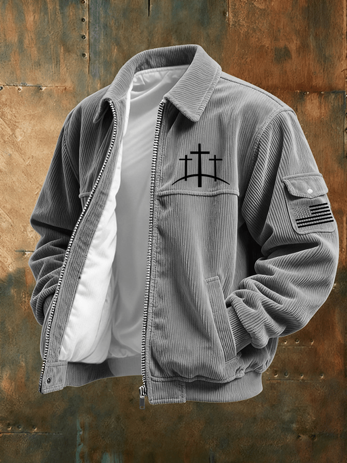 Faith Print Corduroy Casual Jacket
