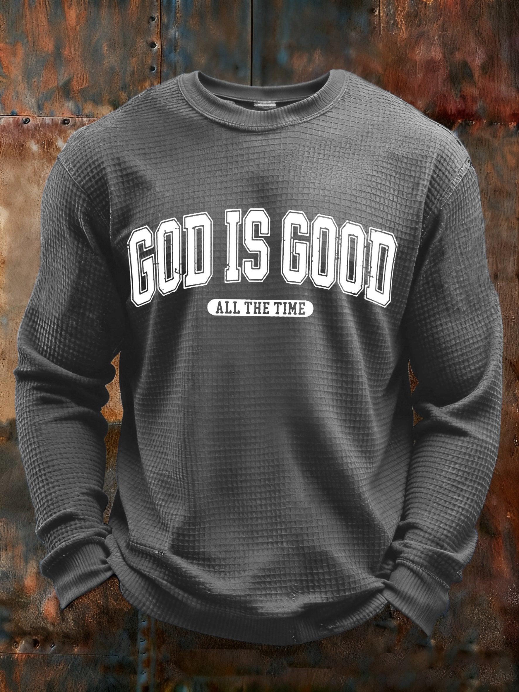 Men's God Is Good All The Time Printed Casual Long-Sleeved Top