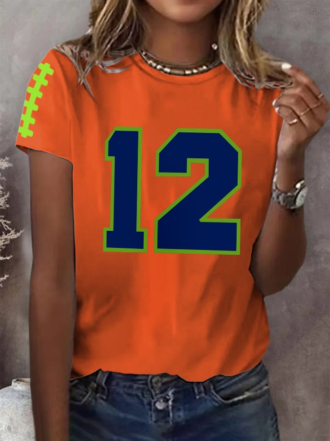 Women's Rugby Print Casual T-shirt