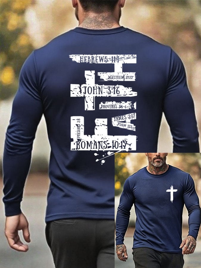 🔥Buy 3 Get 15% Off🔥Men's Faith Cross Print Crew Neck T-shirt