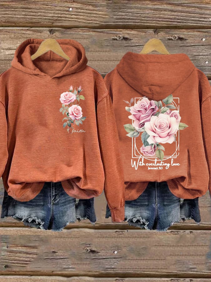 Women'S Casual Christina Jeremiah 31:3 With Everlasting Love Print Hoodie