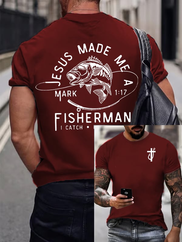 Men'S fishing Casual Faith Short-Sleeved T-Shirt