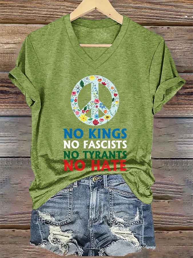 🔥Buy 3 Get 15% Off🔥Women's No Kings No Fascists Print T-shirt