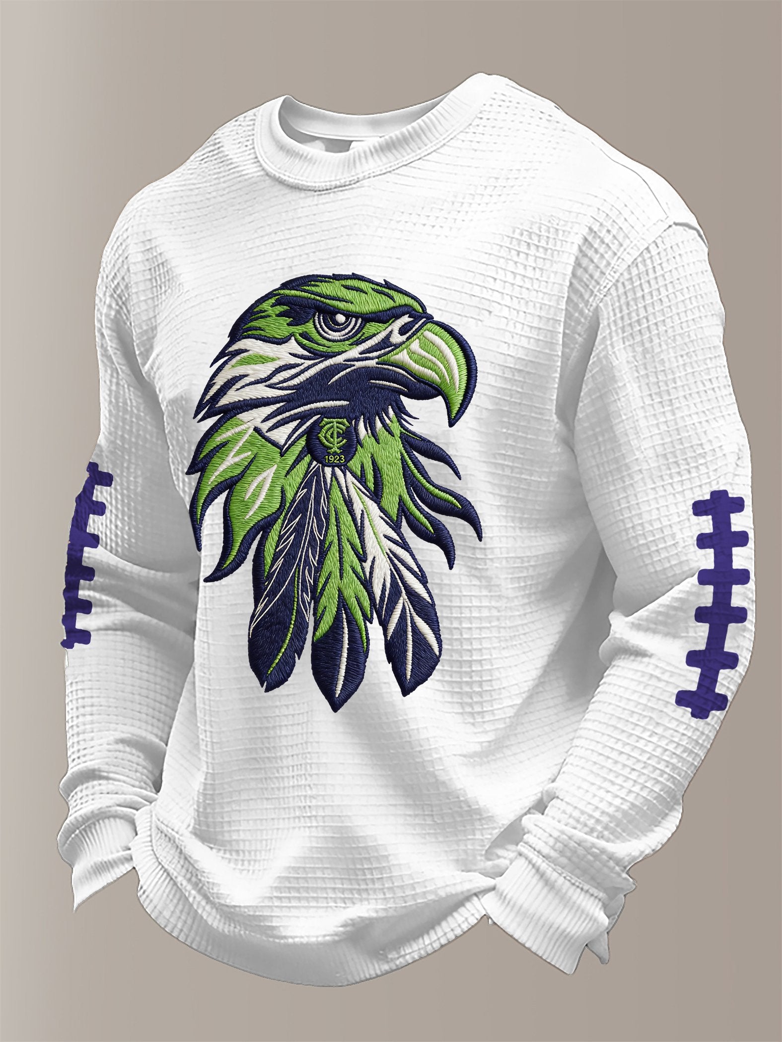 Men's Football Waffle Fabric Long-sleeved T-shirt