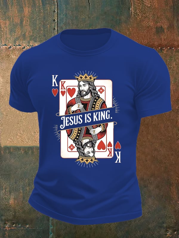 Men's Jesus Is King Christian Print T-Shirt