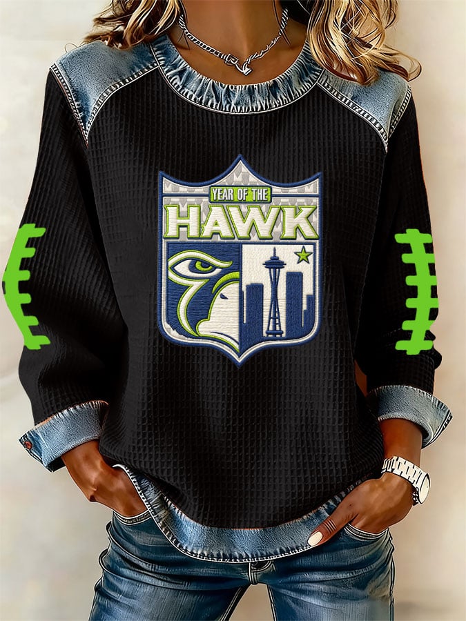 Women's Football Print Long-Sleeved Sweatshirt