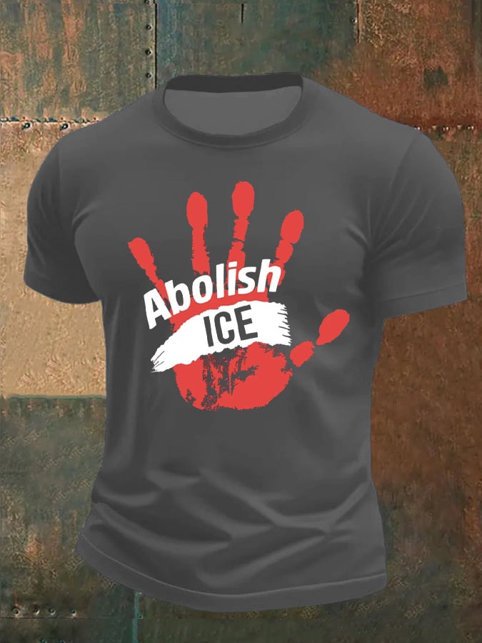 Men's Abolish ICE Casual Printed T-shirt