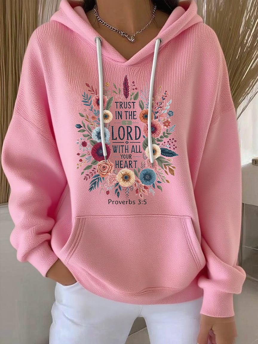 Women's Faith Print Casual Hoodie