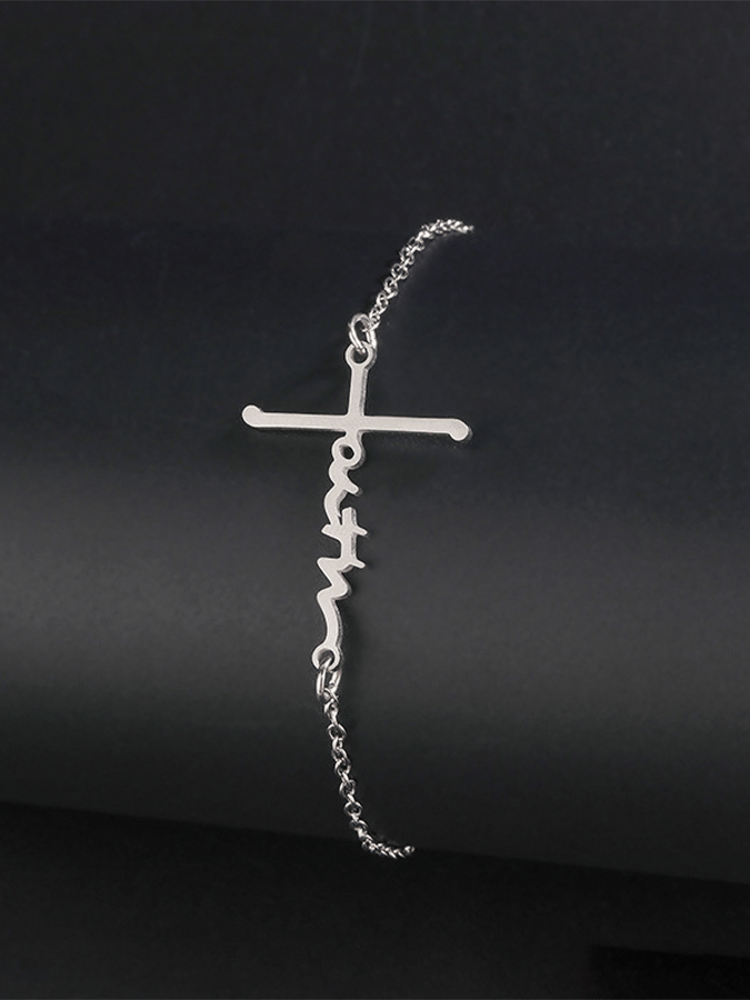 Cross Faith Text Faith Bracelet