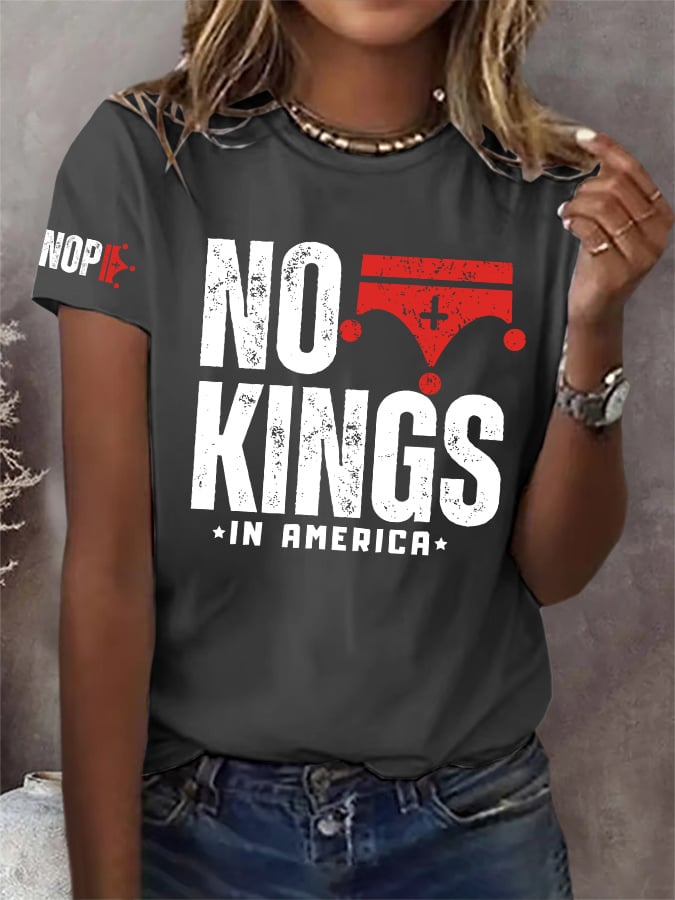 🔥Buy 3 Get 15% Off🔥Retro No Kings In America Print T-Shirt