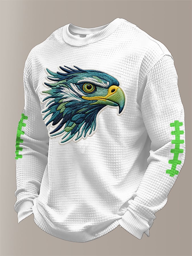 Men's Football Waffle Fabric Long-sleeved T-shirt