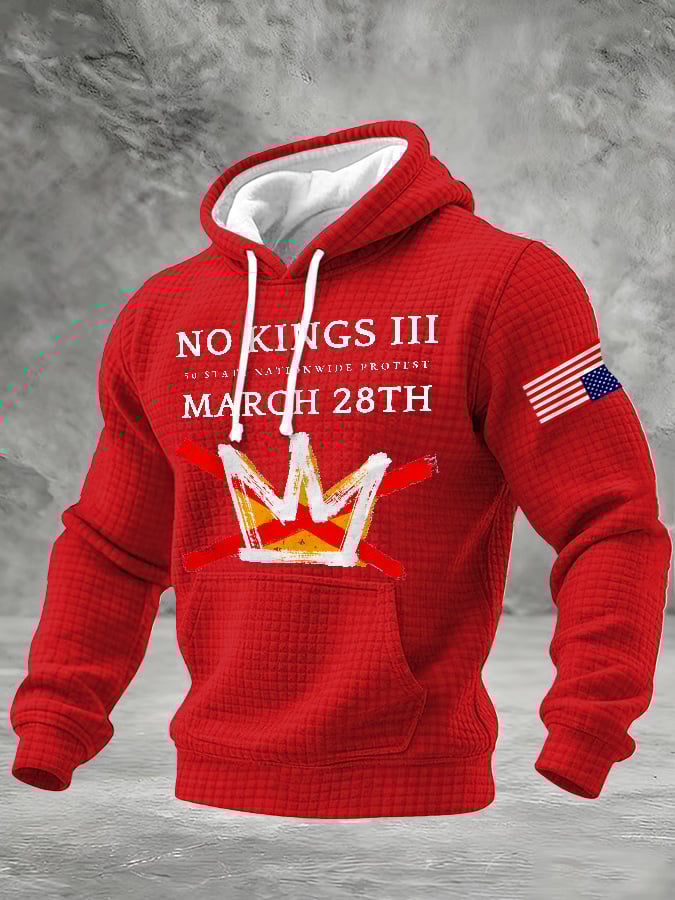 🔥Buy 3 Get 15% Off🔥Men's Retro No Kings III 50 State Nationwide Protest March 28th Print Hoodie