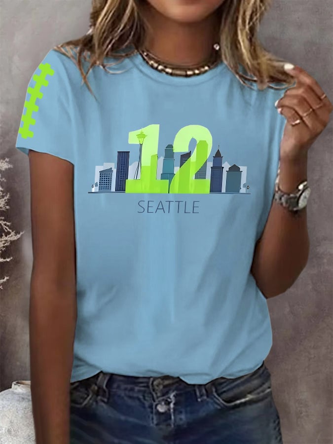 Women's Rugby Print Casual T-shirt