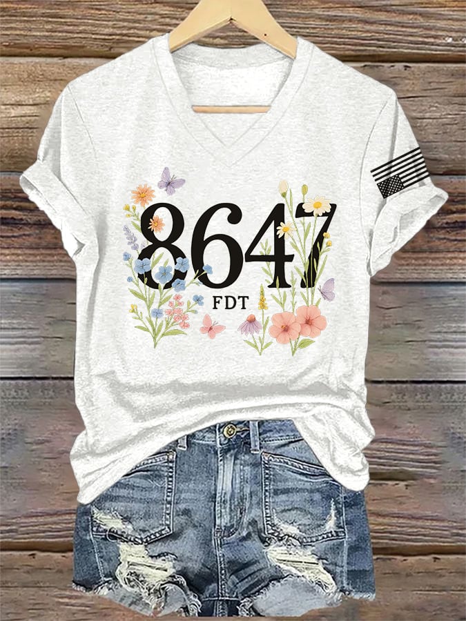 🔥Buy 3 Get 15% Off🔥V-Neck Retro FDT 86 47 Floral Boho Print T-Shirt