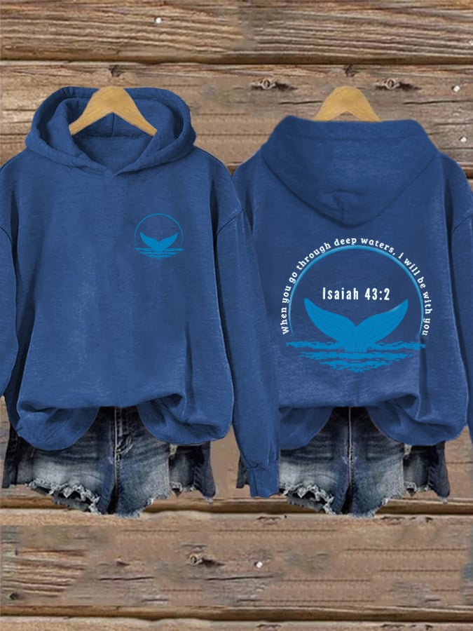 Women's When You Go Through Deep Waters,i will be with you34:2 Printed Hoodie