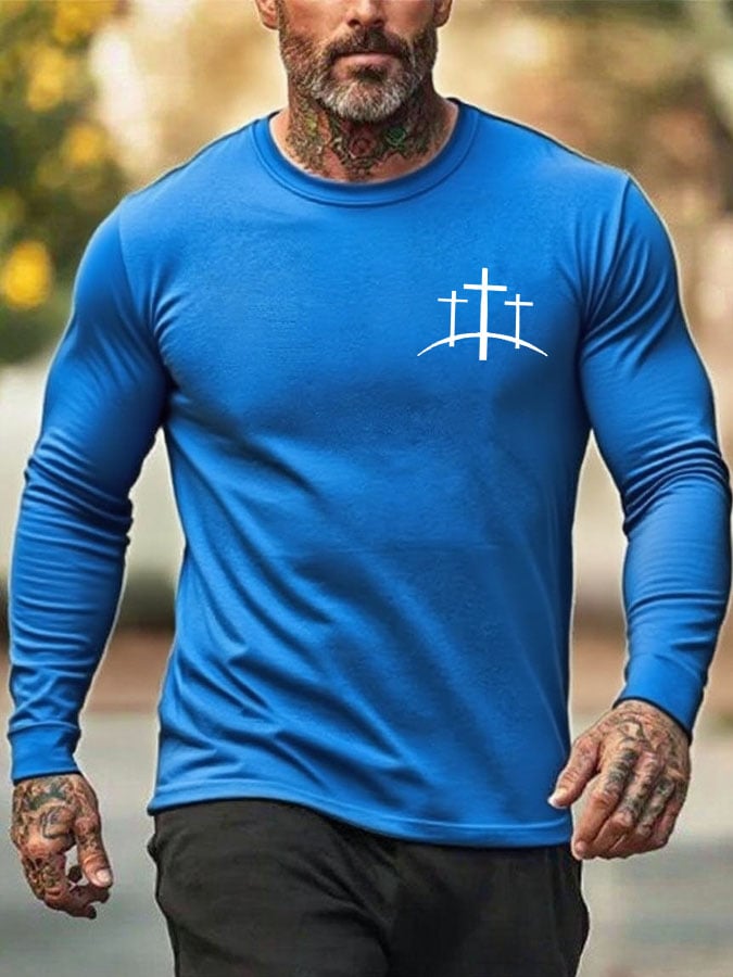🔥Buy 3 Get 15% Off🔥Men's Faith Cross Print Crew Neck T-shirt