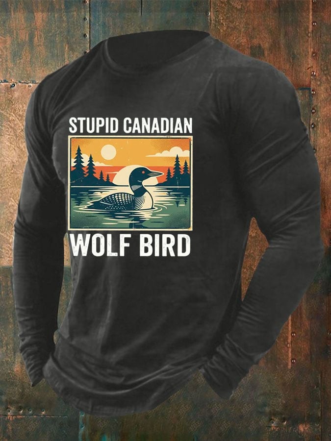 Men's Stupid Canadian Wolf Bird T-Shirt