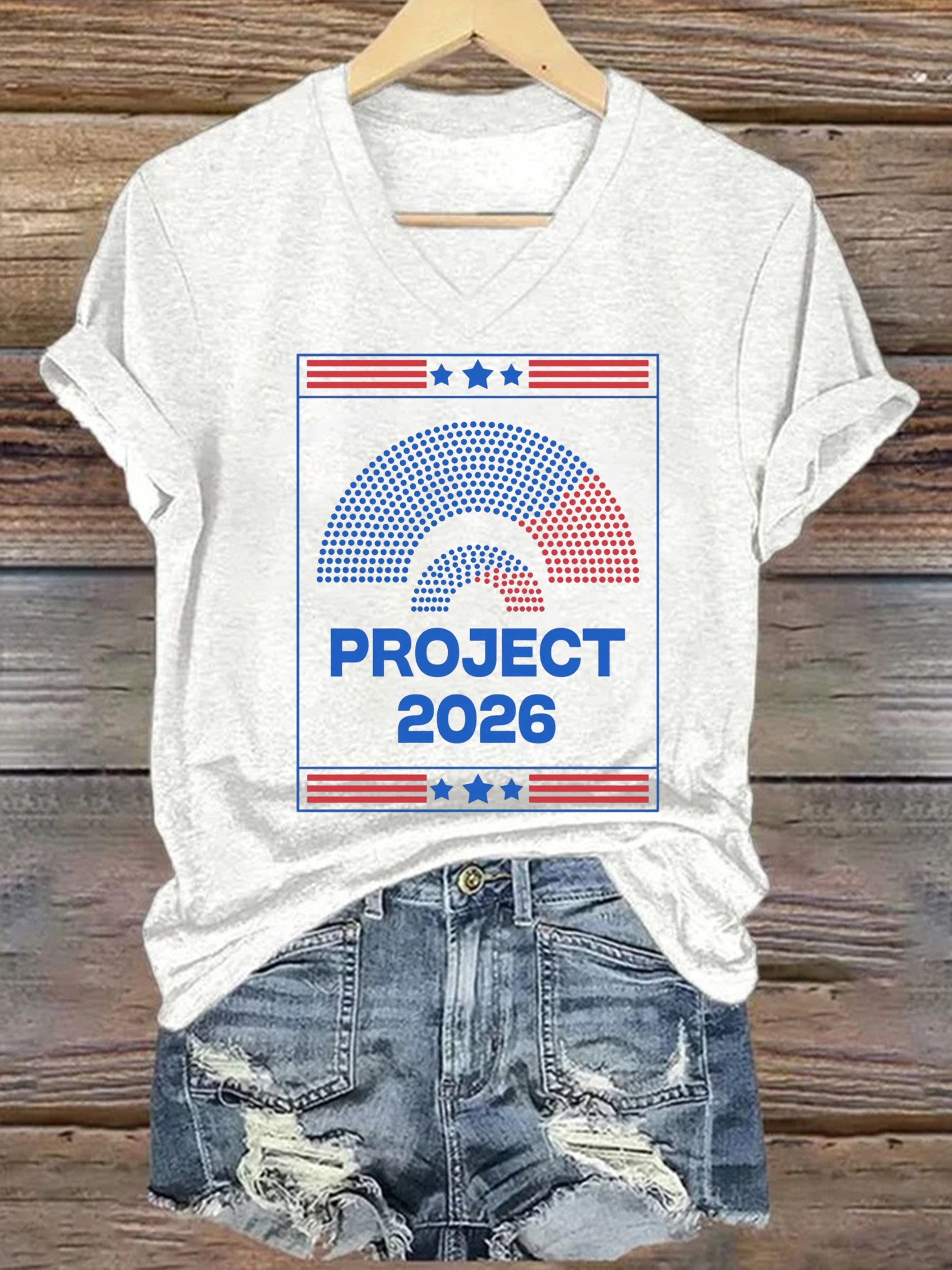 🔥Buy 3 Get 15% Off🔥Women's Project 2026 No Kings In America Print T-shirt