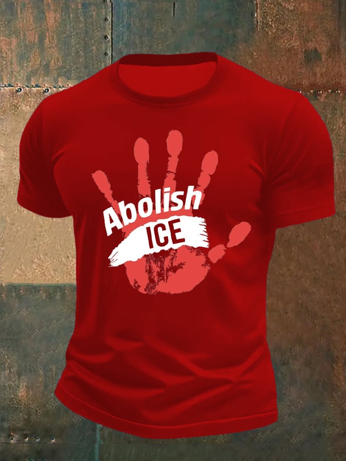 Men's Abolish ICE Casual Printed T-shirt
