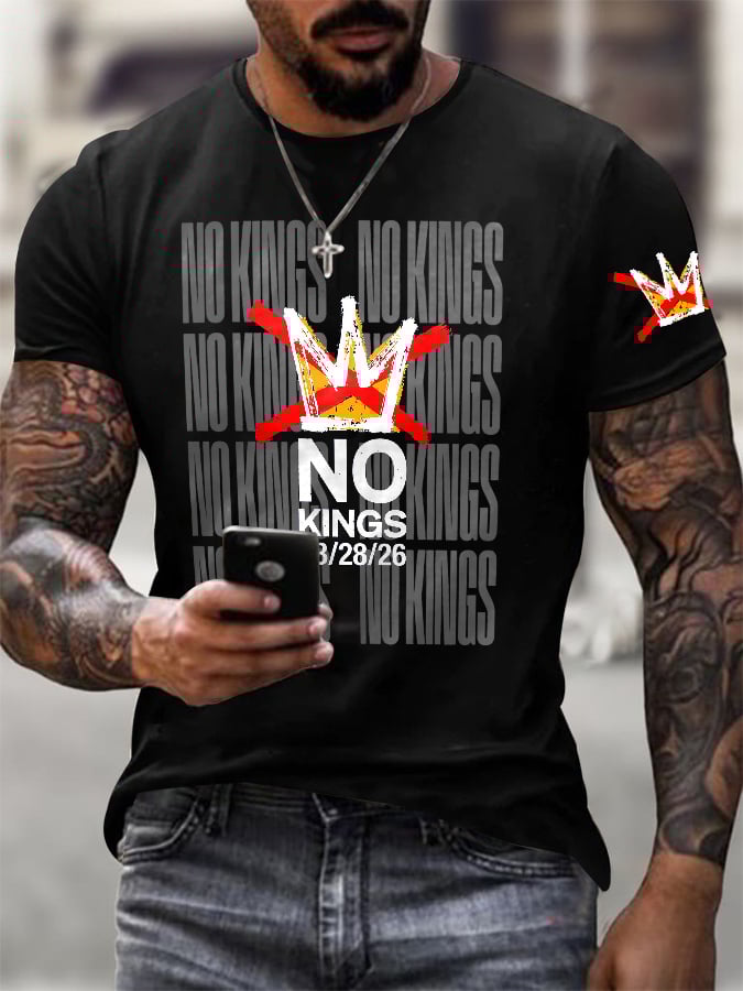 🔥Buy 3 Get 15% Off🔥Men's No Kings Day March 28 2026 Print T-Shirt