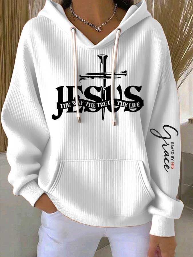 Women's Jesus Printed Casual Sweatshirt