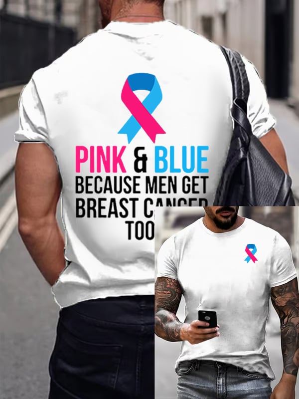 Men's Casual Breast Cancer Print T-Shirt