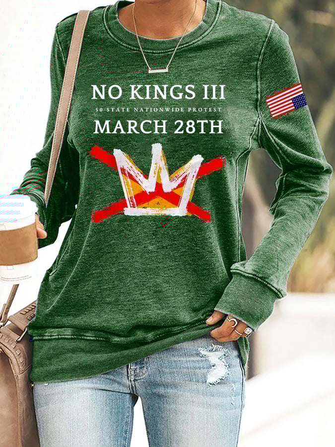 🔥Buy 3 Get 15% Off🔥Retro No Kings III 50 State Nationwide Protest March 28th Print Sweatshirt