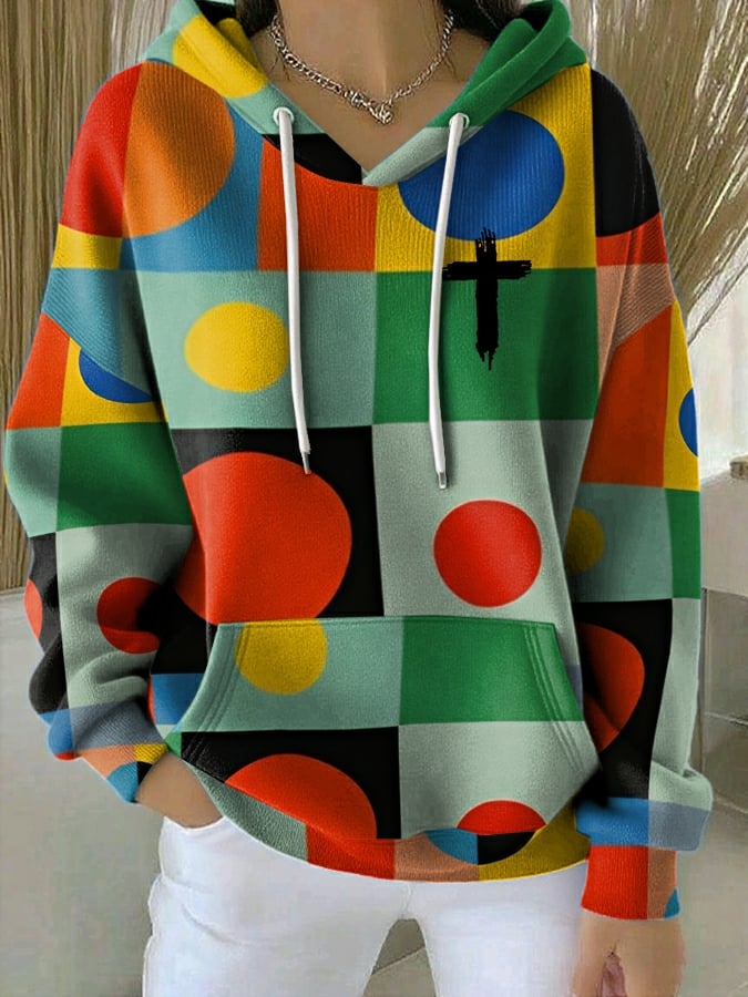 Women's Autumn and Winter Faith Cross Casual Hooded Sweatshirt