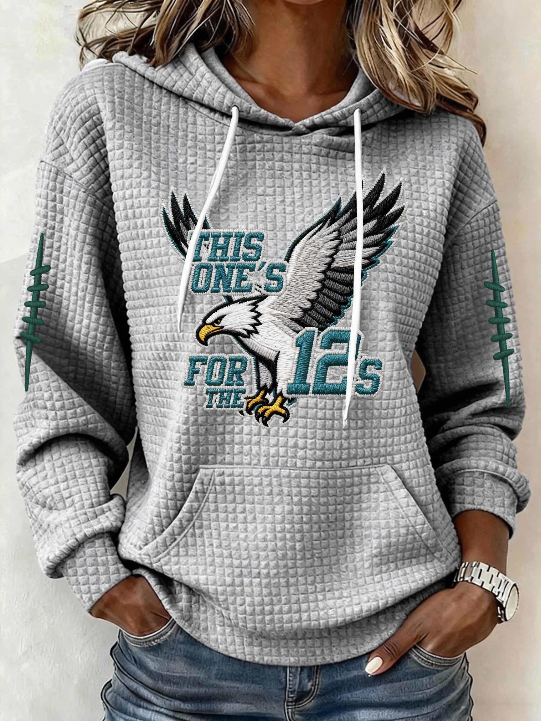 Women’s Football Graphic Waffle Knit Hoodie