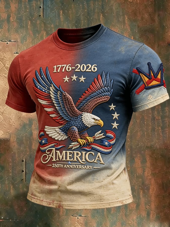 🔥Buy 3 Get 15% Off🔥Men's Retro 250th Anniversary American Art No KINGS Print T-Shirt