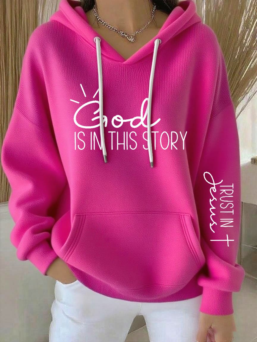 Women's casual retro God is good faith ribbed sweatshirt