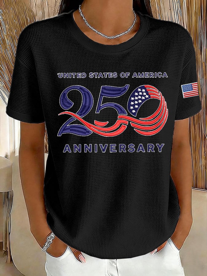 🔥Buy 3 Get 15% Off🔥Women's 250 Years Print Waffle T-shirt