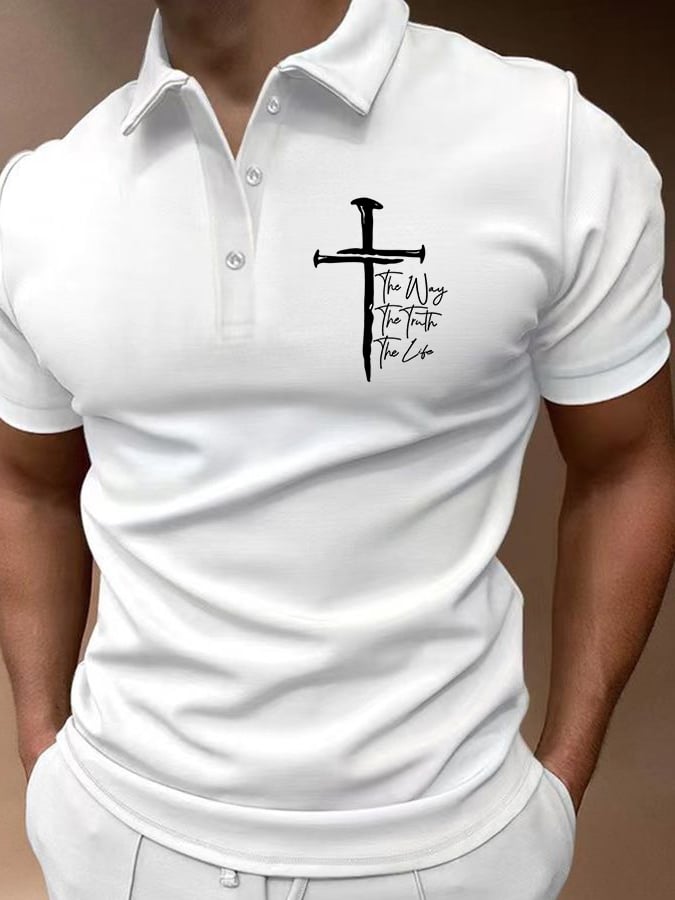 🔥Buy 3 Get 15% Off🔥Men's Jesus The Way The Truth The Life Print Polo Shirt