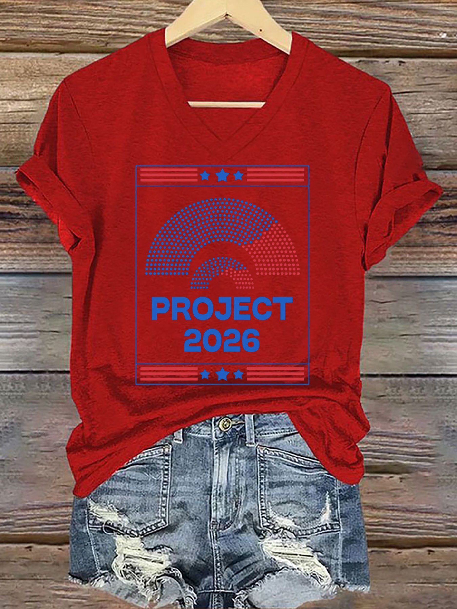 🔥Buy 3 Get 15% Off🔥Women's Project 2026 No Kings In America Print T-shirt