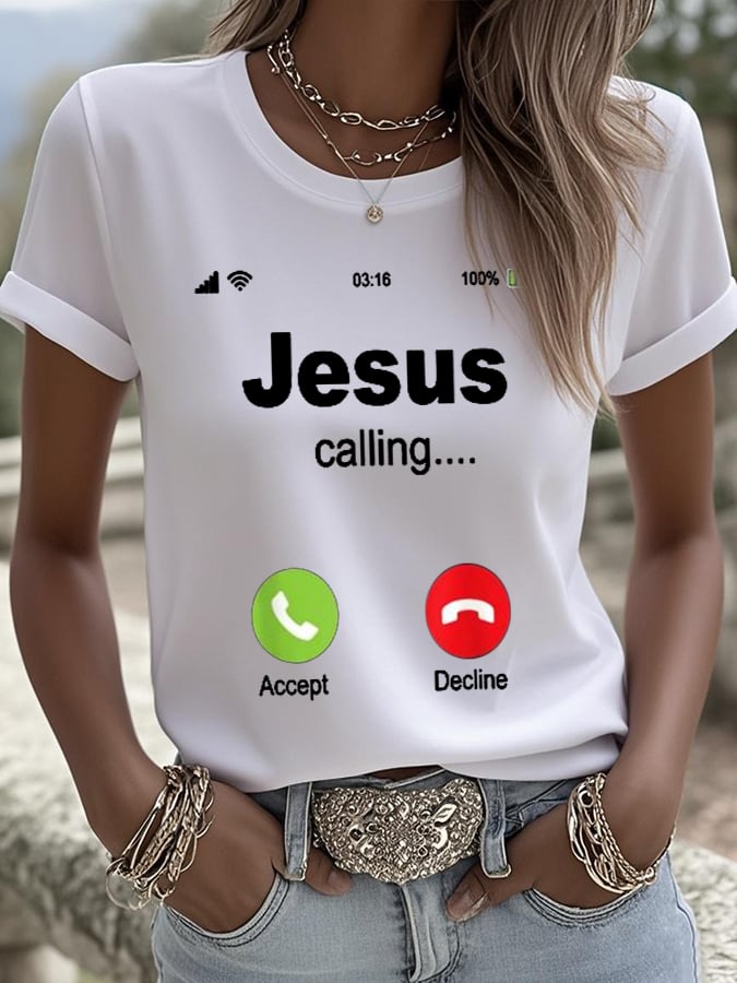 Women's Retro Jesus Calling Print T-Shirt