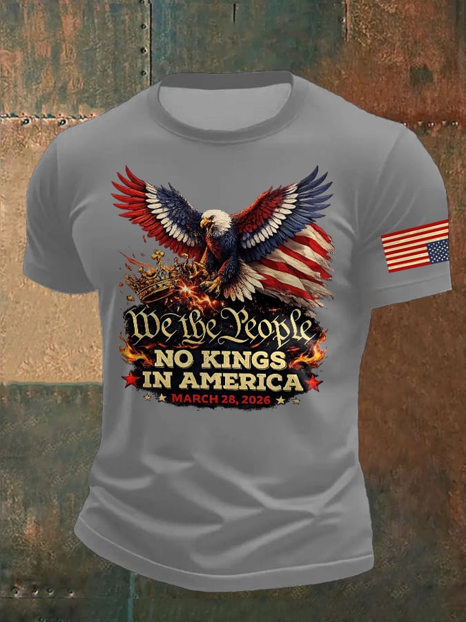 🔥Buy 3 Get 15% Off🔥Men's Retro We The People No Kings In America March 28 2026 Print T-Shirt