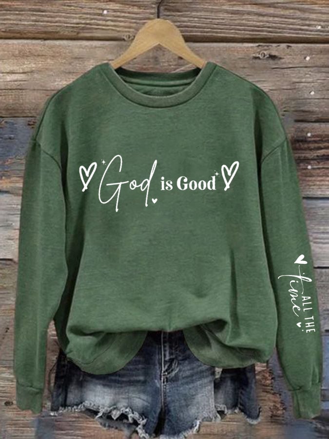 Women's God Is Good Printed Casual Sweatshirt