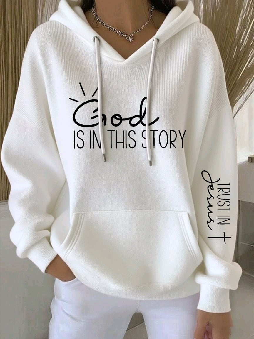 Women's casual retro God is good faith ribbed sweatshirt