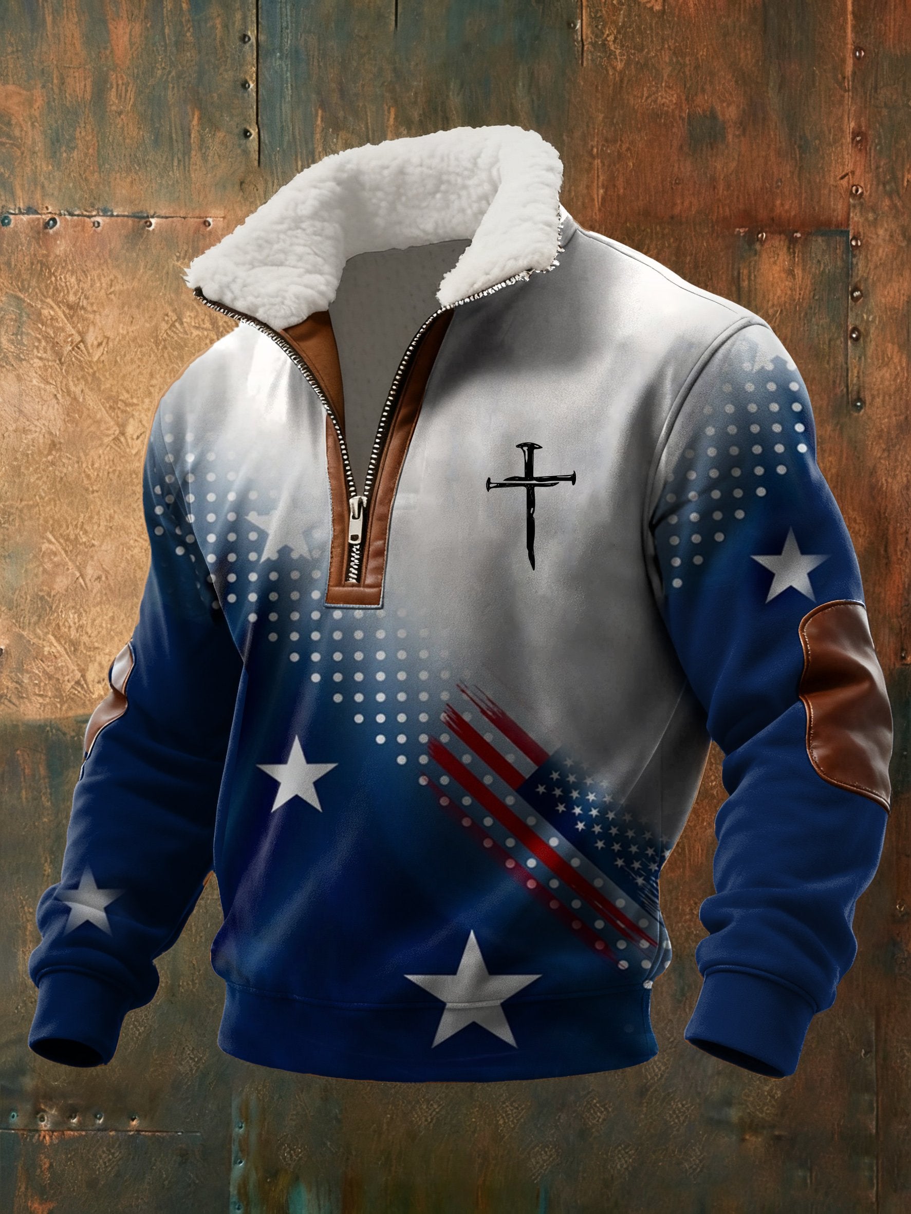 Men's Casual Faith Color Block Gradient Zipper Sweatshirt