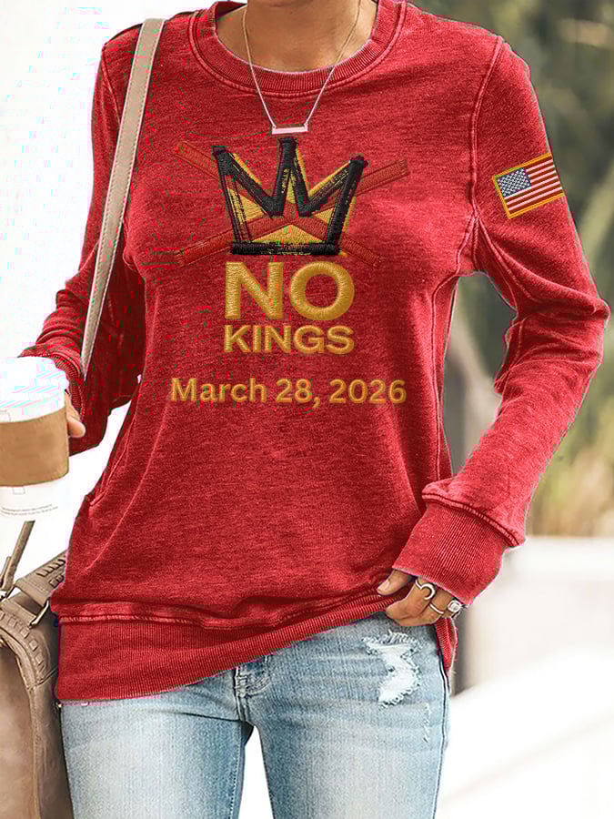 🔥Buy 3 Get 15% Off🔥Retro No Kings Day March 28 2026 Print Sweatshirt