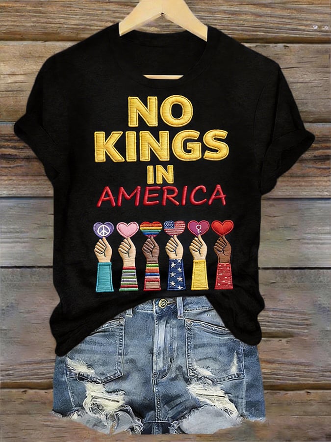 🔥Buy 3 Get 15% Off🔥V-Neck Retro No Kings III 50 State Nationwide Protest March 28th Print T-Shirt