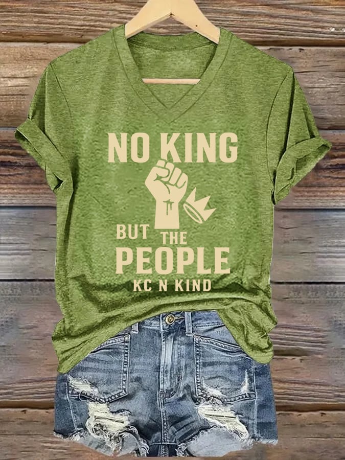 🔥Buy 3 Get 15% Off🔥V-neck Women's no king but the people KC N kind Printed Casual T-Shirt