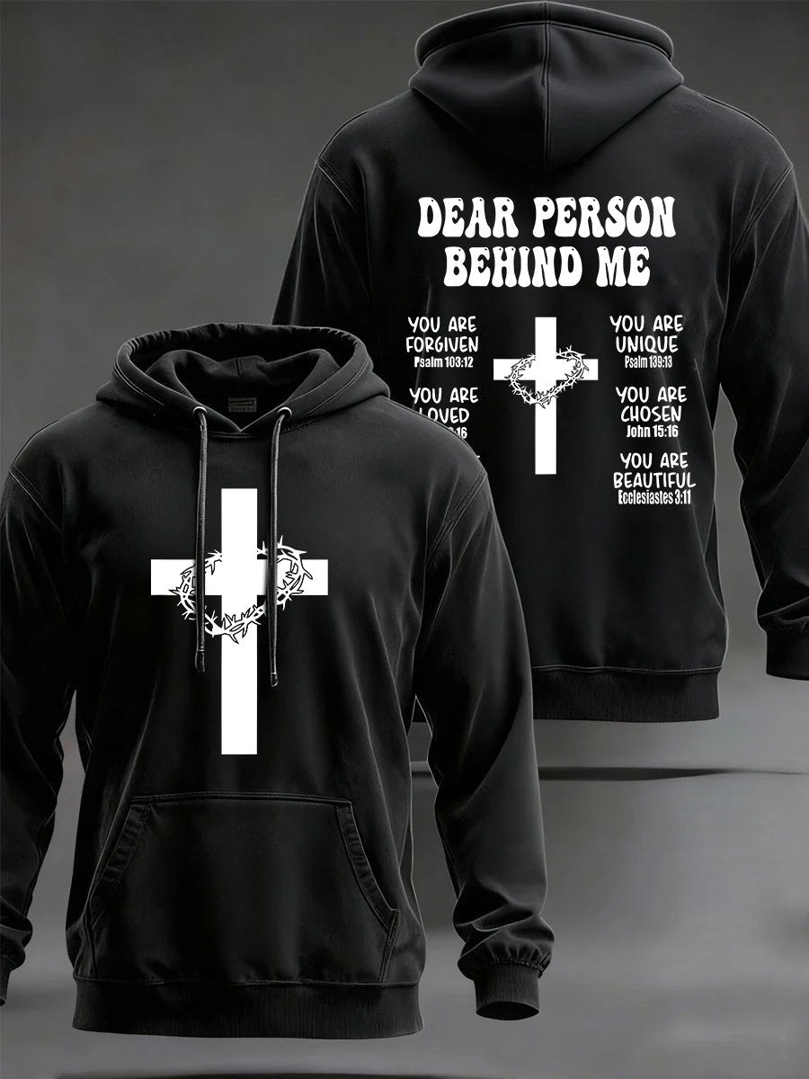 Men'S "Dear Person Behind Me" Faith Print Hooded Sweatshirt