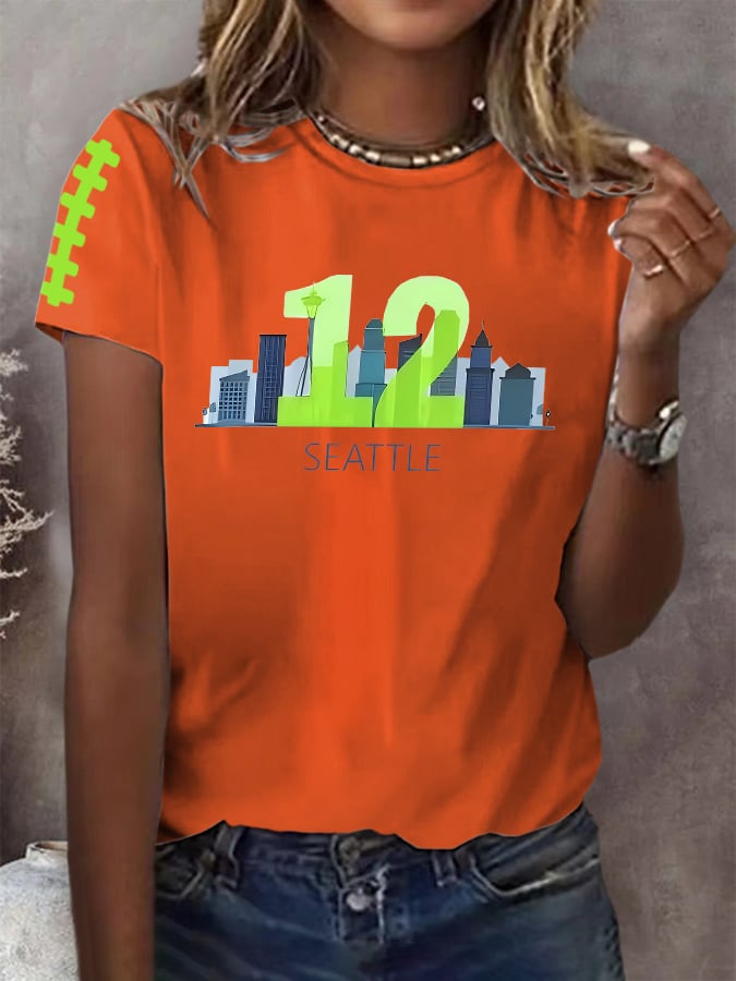 Women's Rugby Print Casual T-shirt