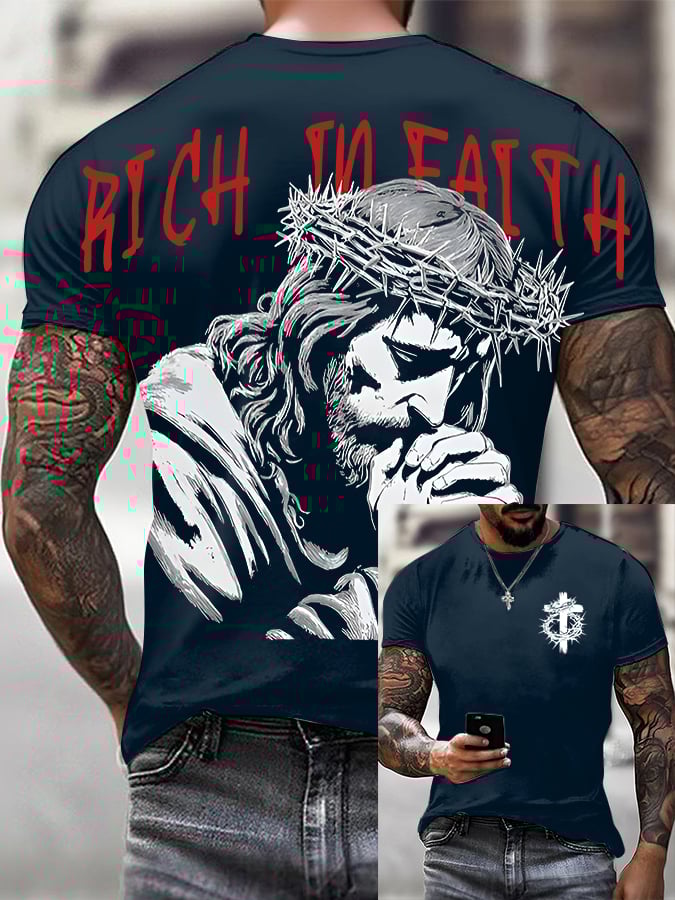Men'S Casual "Faith For Wealth" Faith Print T-Shirt