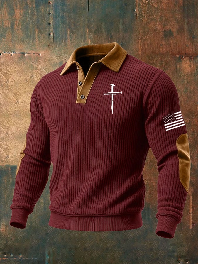 Men'S Faith Cross Print Casual Sweatshirt