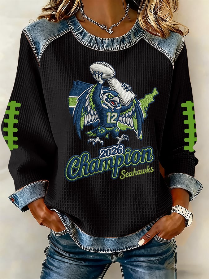 Women's rugby print long-sleeved sweatshirt